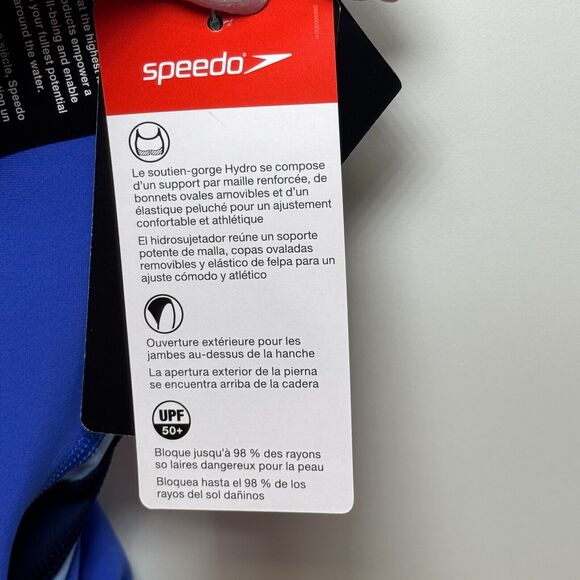 Speedo Womens Size 6 Hyper Blue‎ Racing Cut One-Piece Swimsuit HydroBra UPF 50+ - Picture 12 of 13